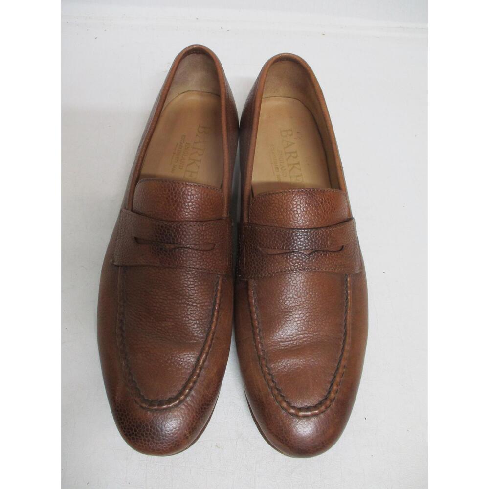 BARKER England Brown Welted Pebbled Leather Dress shoes Loafers ledley 8 US sz 9